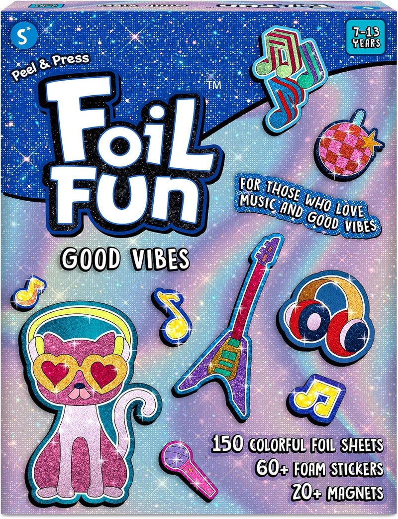 Skillmatics Foil Fun - Good Vibes, 20+ DIY Foil Art Magnets, Mess-Free Craft Kit, 60+ Foam Stickers, Creative Activity for Kids, Tweens, Teens (Ages 7-13), Adults, Gifts, Travel, Party Favor - Image 1